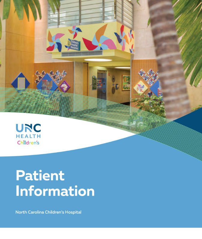 Booklet cover that says Patient Information